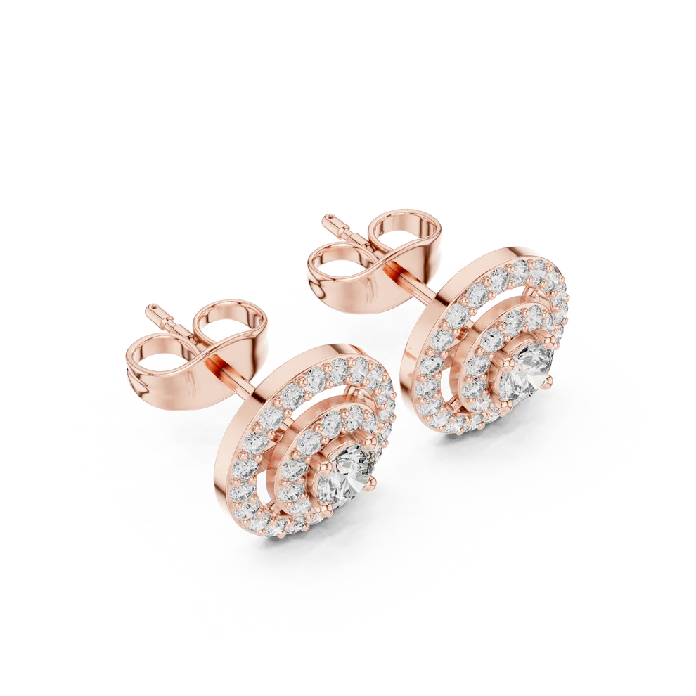 Luna Double-Halo Round Diamond Earrings