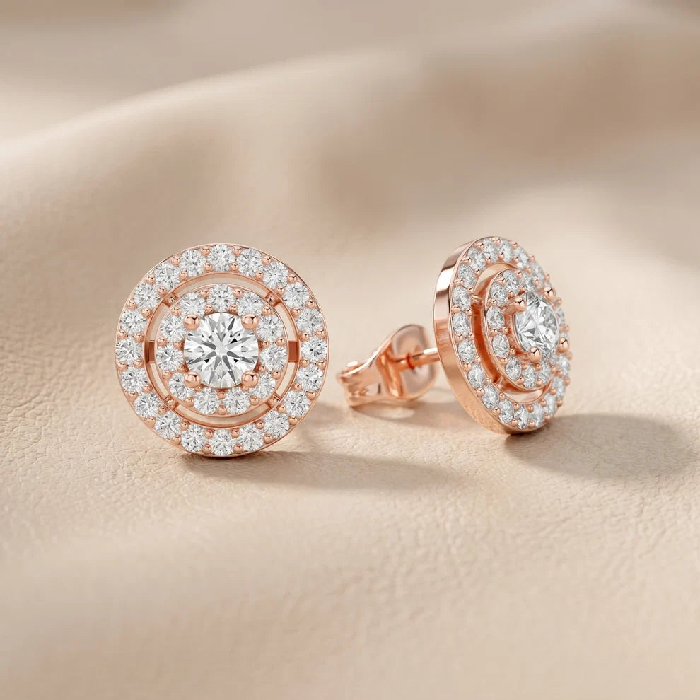 Luna Double-Halo Round Diamond Earrings