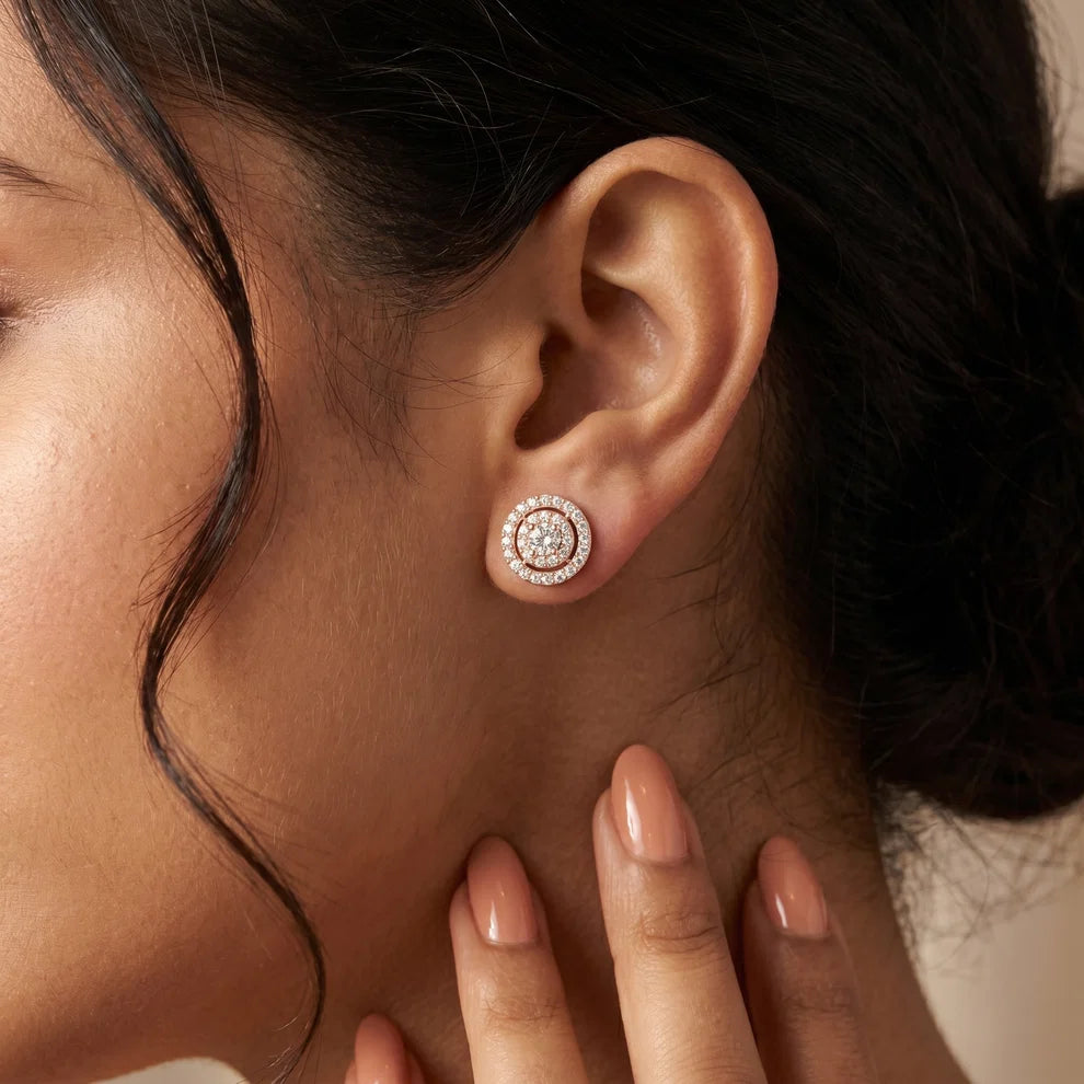 Luna Double-Halo Round Diamond Earrings