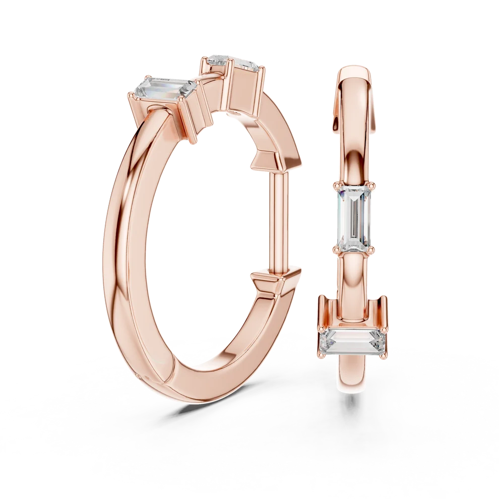 Iris Emerald Diamond Huggie Hoop Earrings