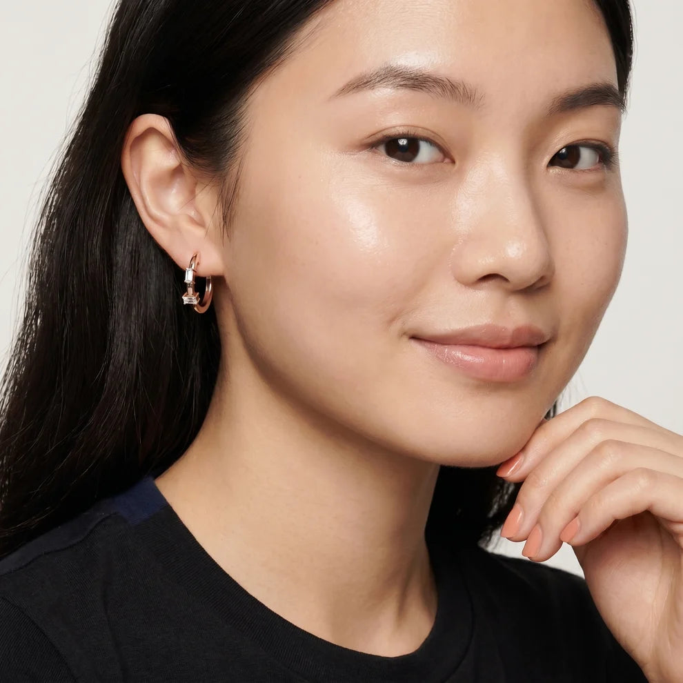 Iris Emerald Diamond Huggie Hoop Earrings