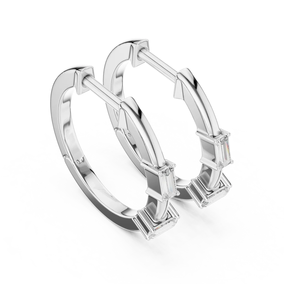 Iris Emerald Diamond Huggie Hoop Earrings