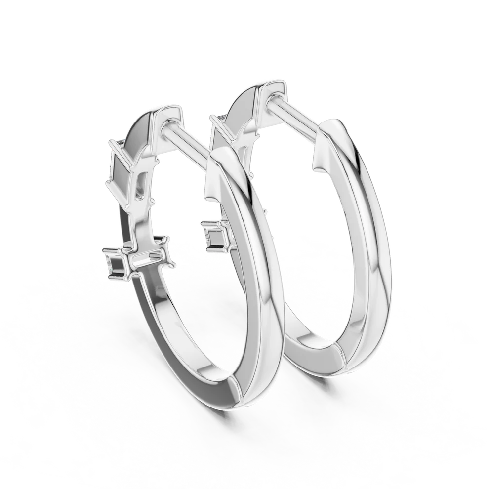 Iris Emerald Diamond Huggie Hoop Earrings