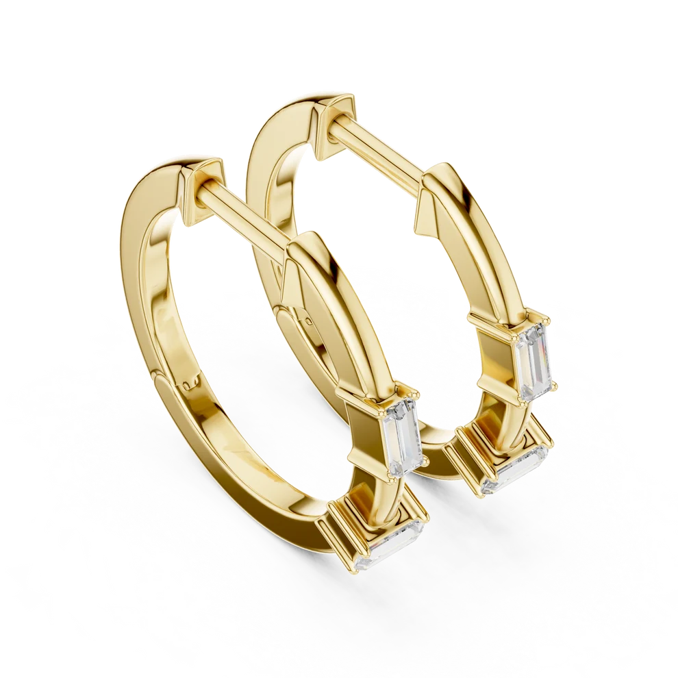 Iris Emerald Diamond Huggie Hoop Earrings