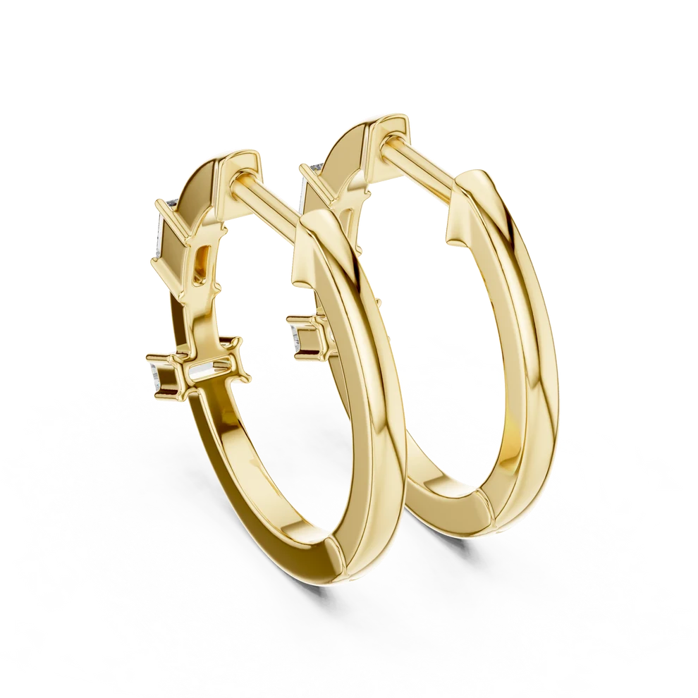 Iris Emerald Diamond Huggie Hoop Earrings