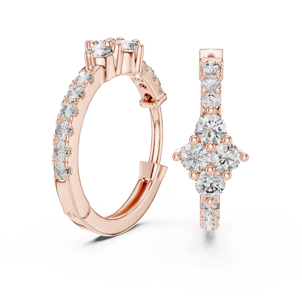 Starburst Cluster Round Diamond Huggie Earrings
