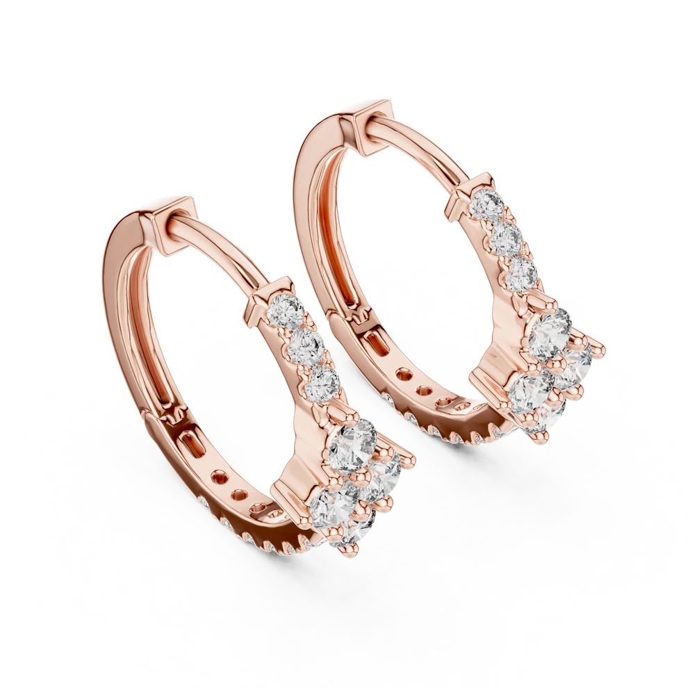 Starburst Cluster Round Diamond Huggie Earrings