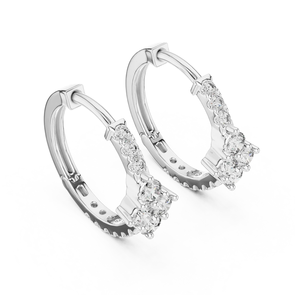 Starburst Cluster Round Diamond Huggie Earrings