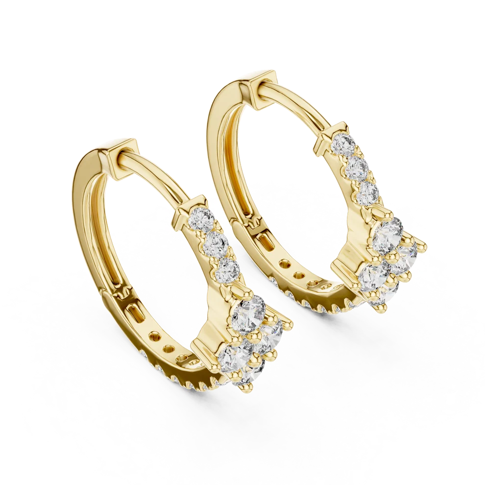 Starburst Cluster Round Diamond Huggie Earrings