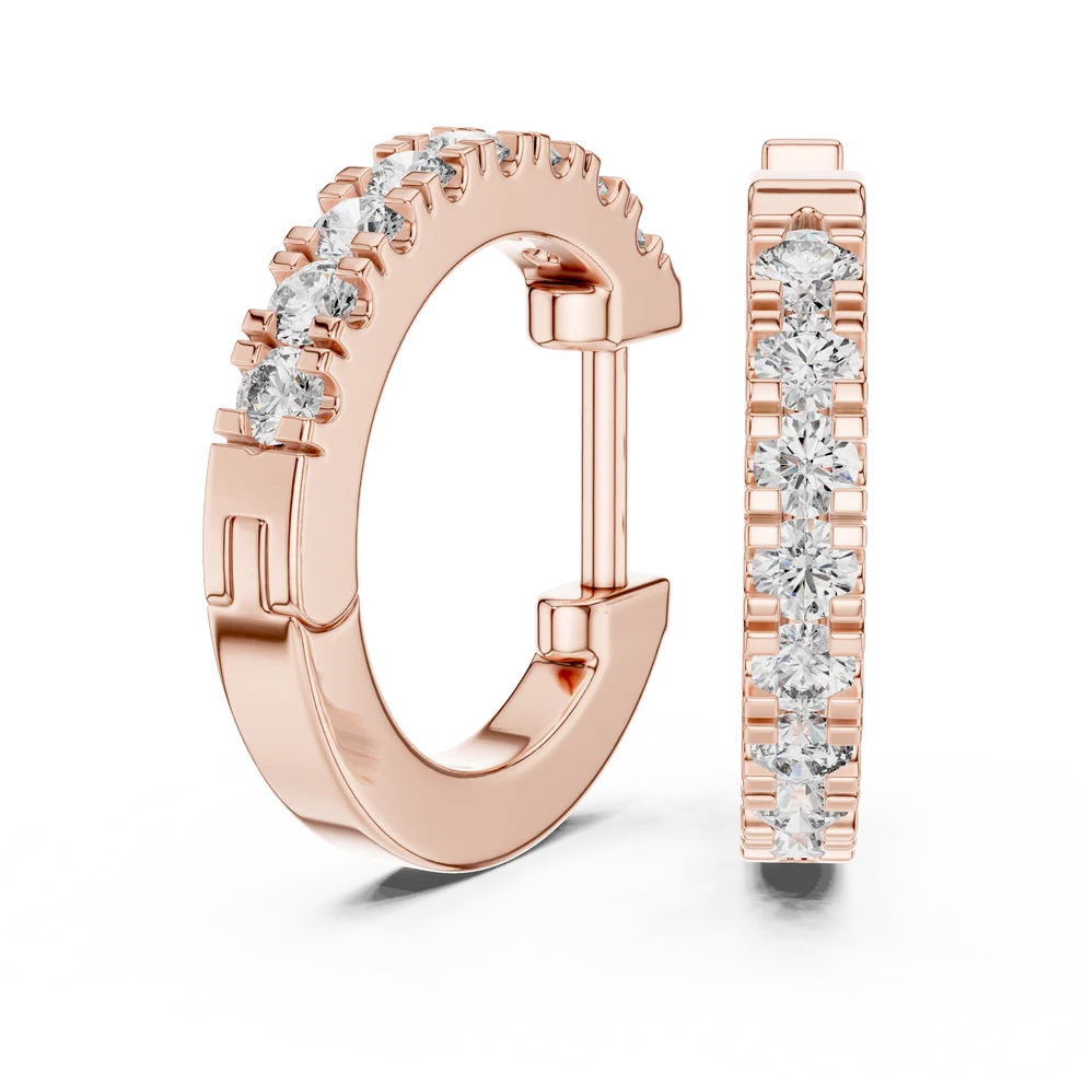 Stellar Row Round Diamond Hoop Earrings
