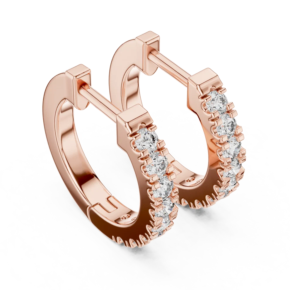 Stellar Row Round Diamond Hoop Earrings