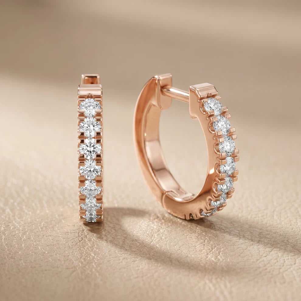 Stellar Row Round Diamond Hoop Earrings