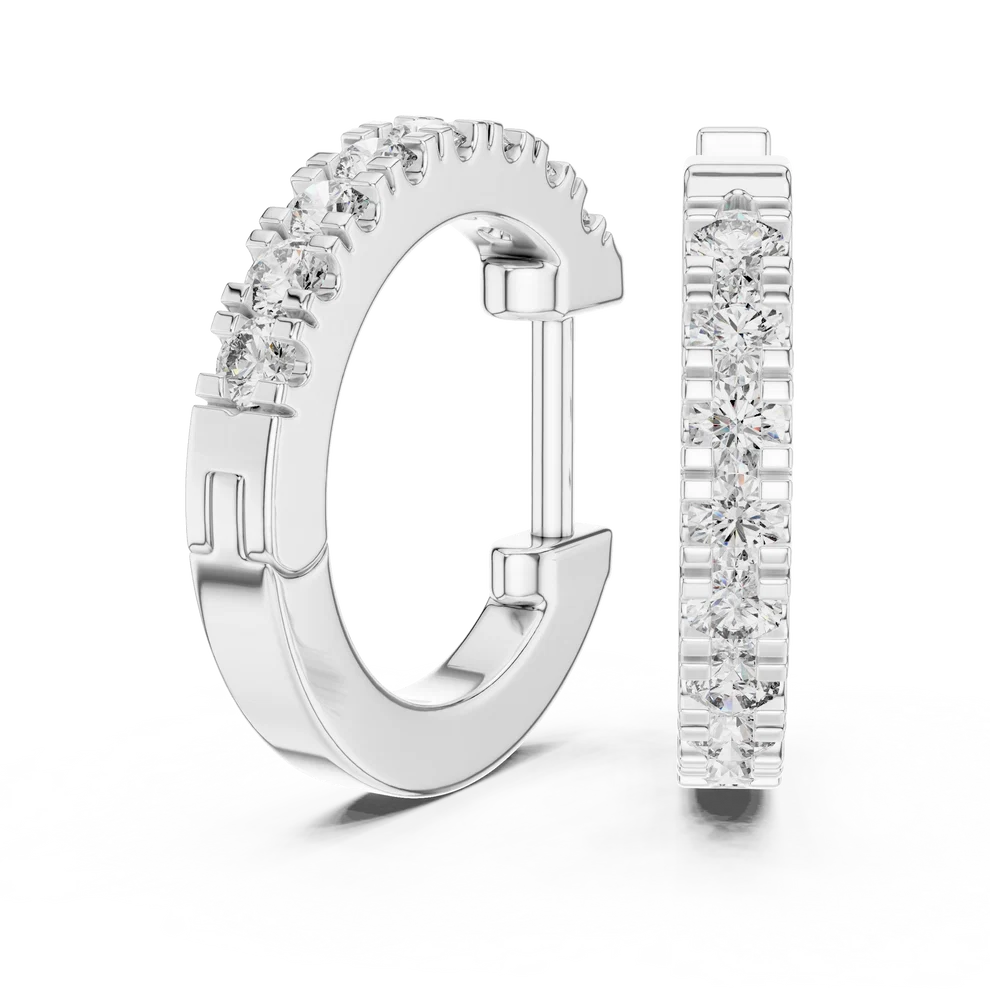 Stellar Row Round Diamond Hoop Earrings