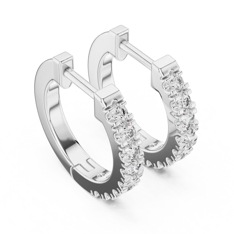 Stellar Row Round Diamond Hoop Earrings