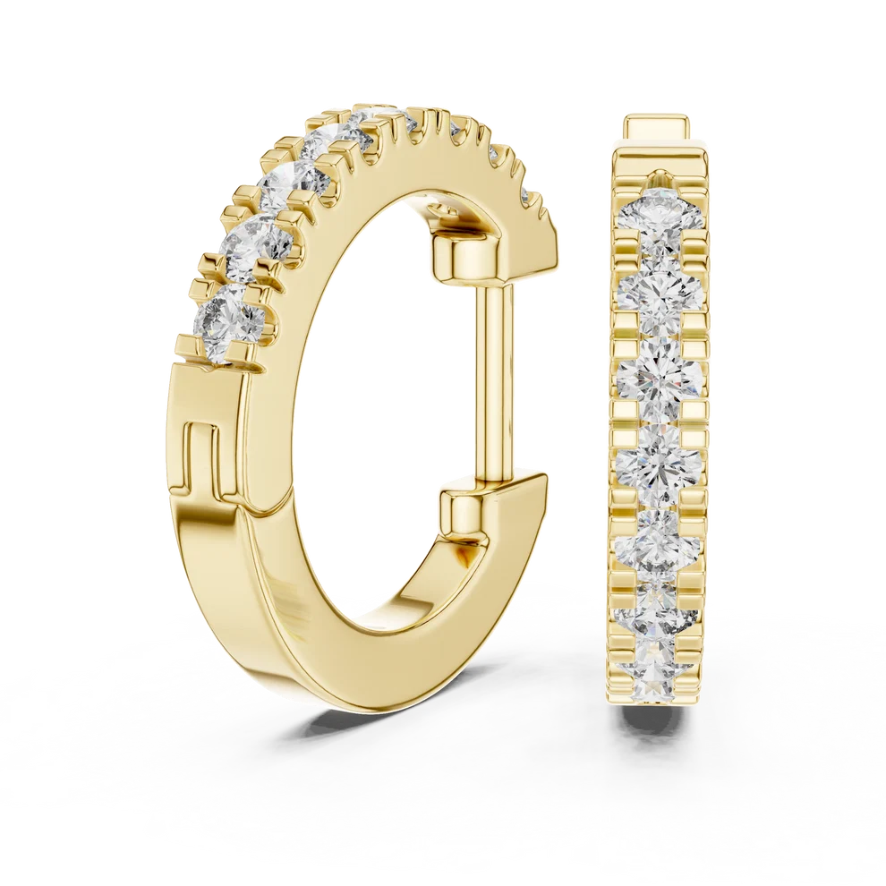 Stellar Row Round Diamond Hoop Earrings