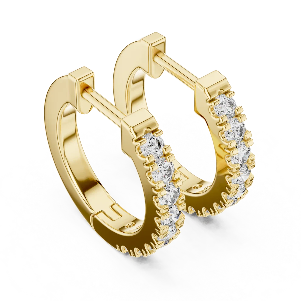 Stellar Row Round Diamond Hoop Earrings