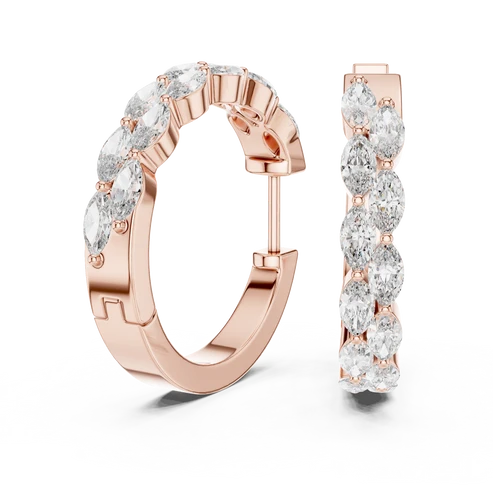 Enchanted Flora Marquise Diamond Hoop Earrings