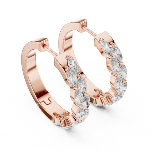 Enchanted Flora Marquise Diamond Hoop Earrings