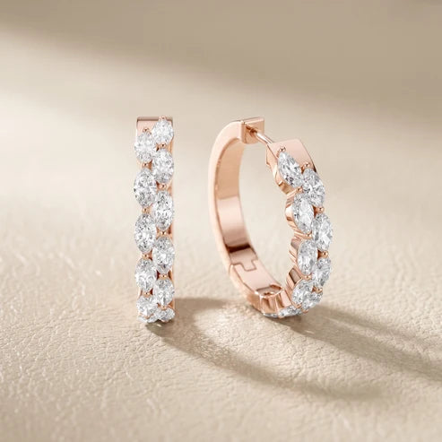 Enchanted Flora Marquise Diamond Hoop Earrings