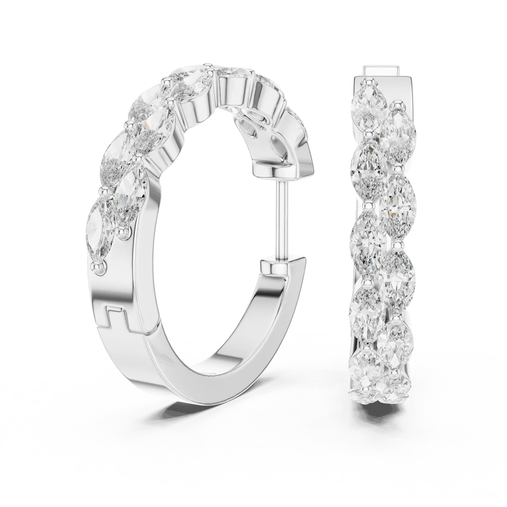 Enchanted Flora Marquise Diamond Hoop Earrings