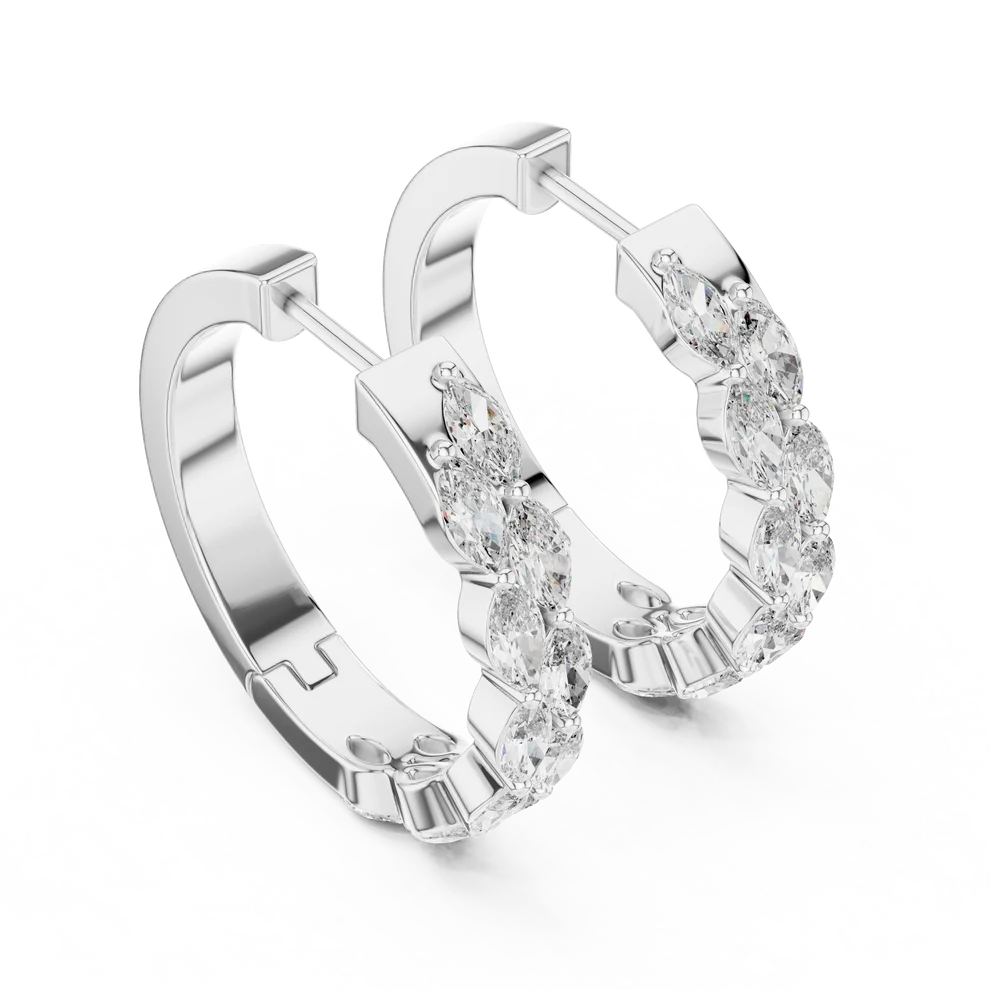Enchanted Flora Marquise Diamond Hoop Earrings
