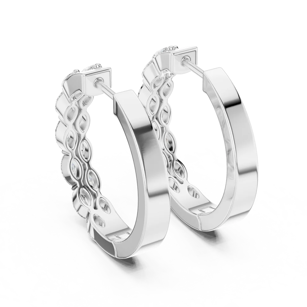 Enchanted Flora Marquise Diamond Hoop Earrings