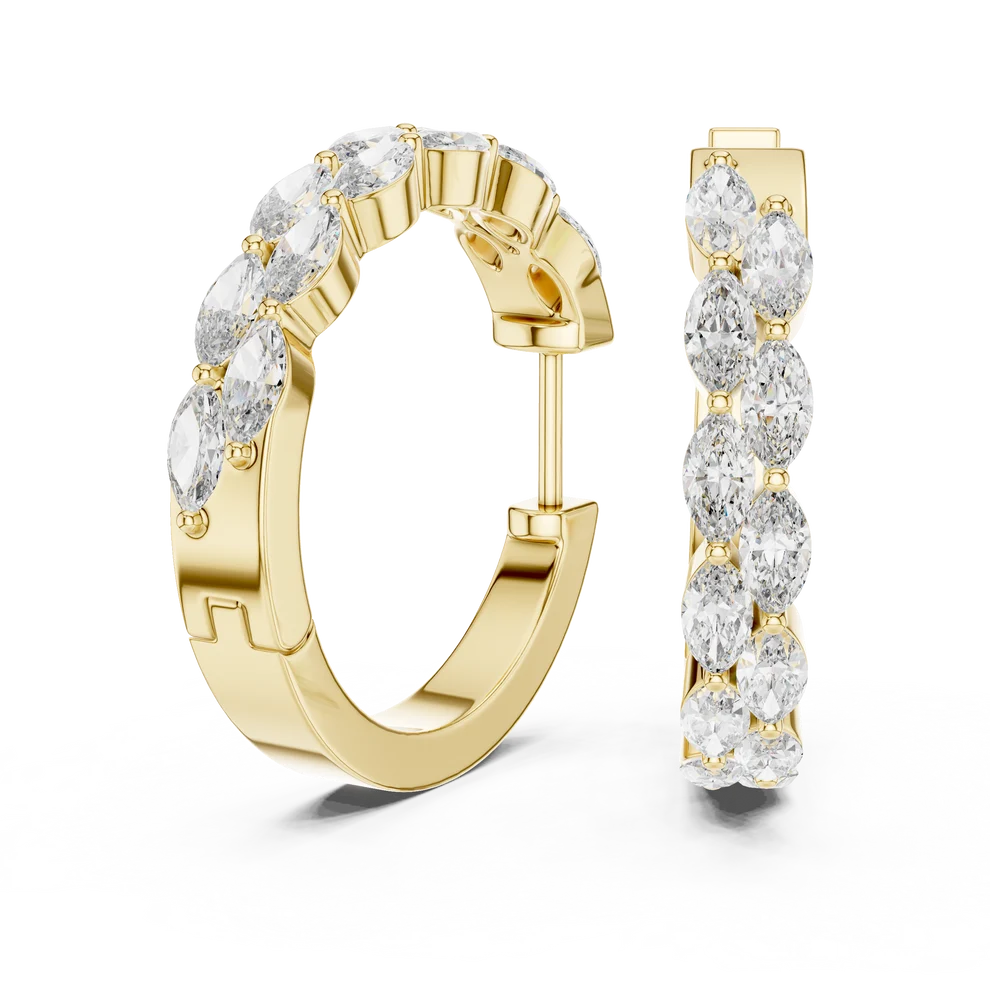 Enchanted Flora Marquise Diamond Hoop Earrings