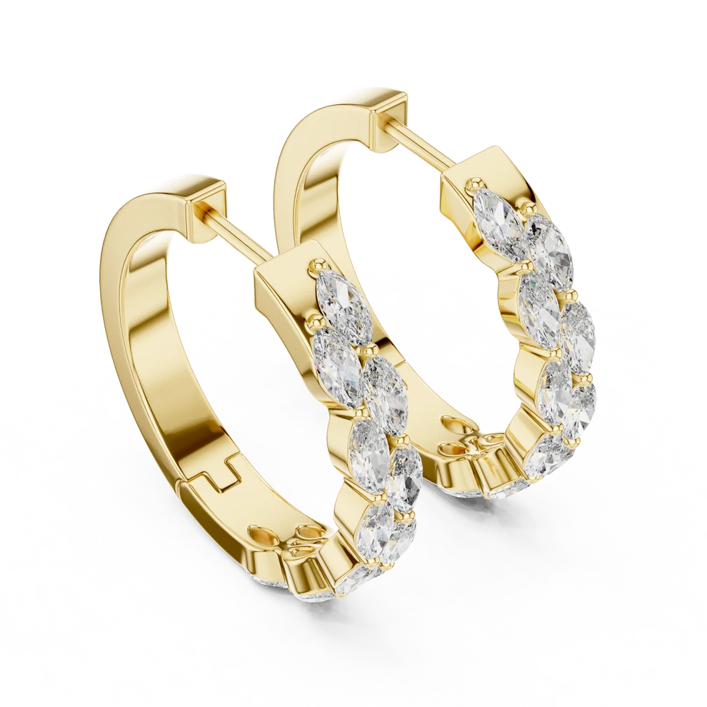 Enchanted Flora Marquise Diamond Hoop Earrings