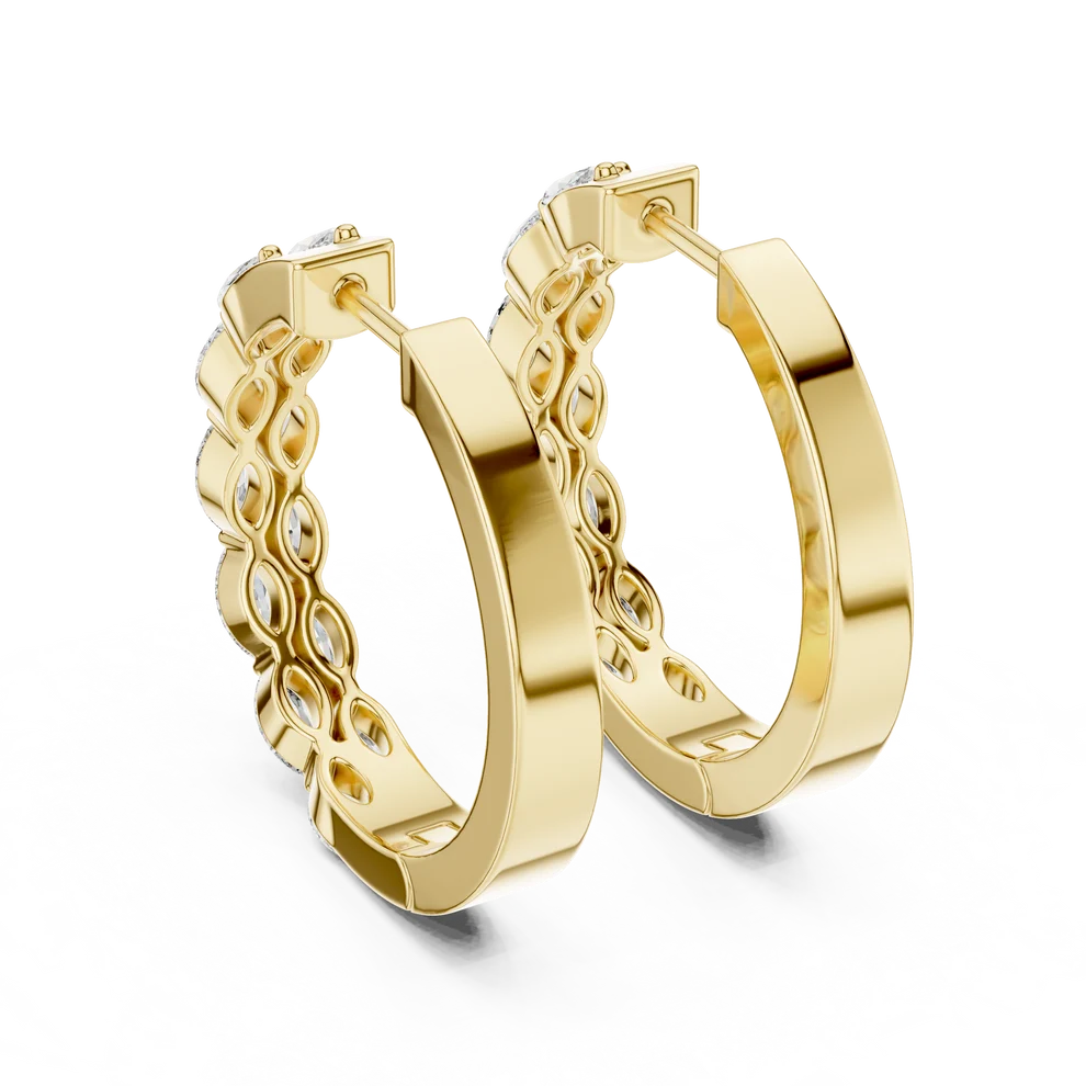 Enchanted Flora Marquise Diamond Hoop Earrings