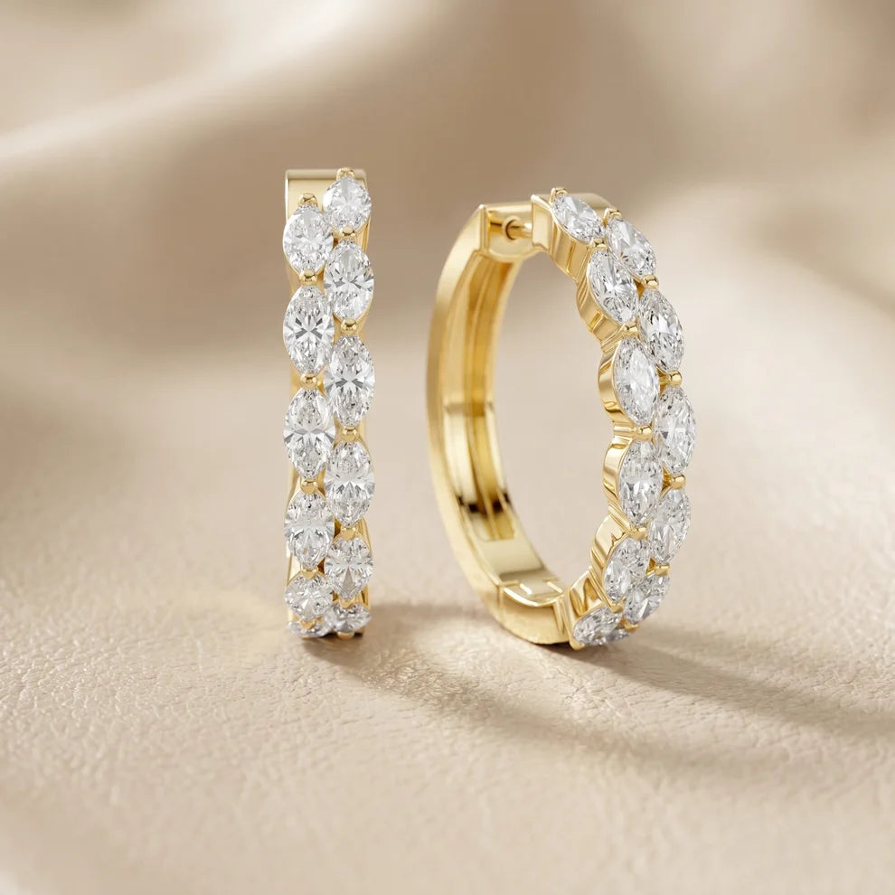 Enchanted Flora Marquise Diamond Hoop Earrings