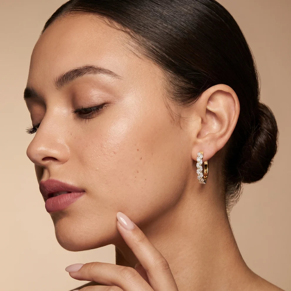 Enchanted Flora Marquise Diamond Hoop Earrings