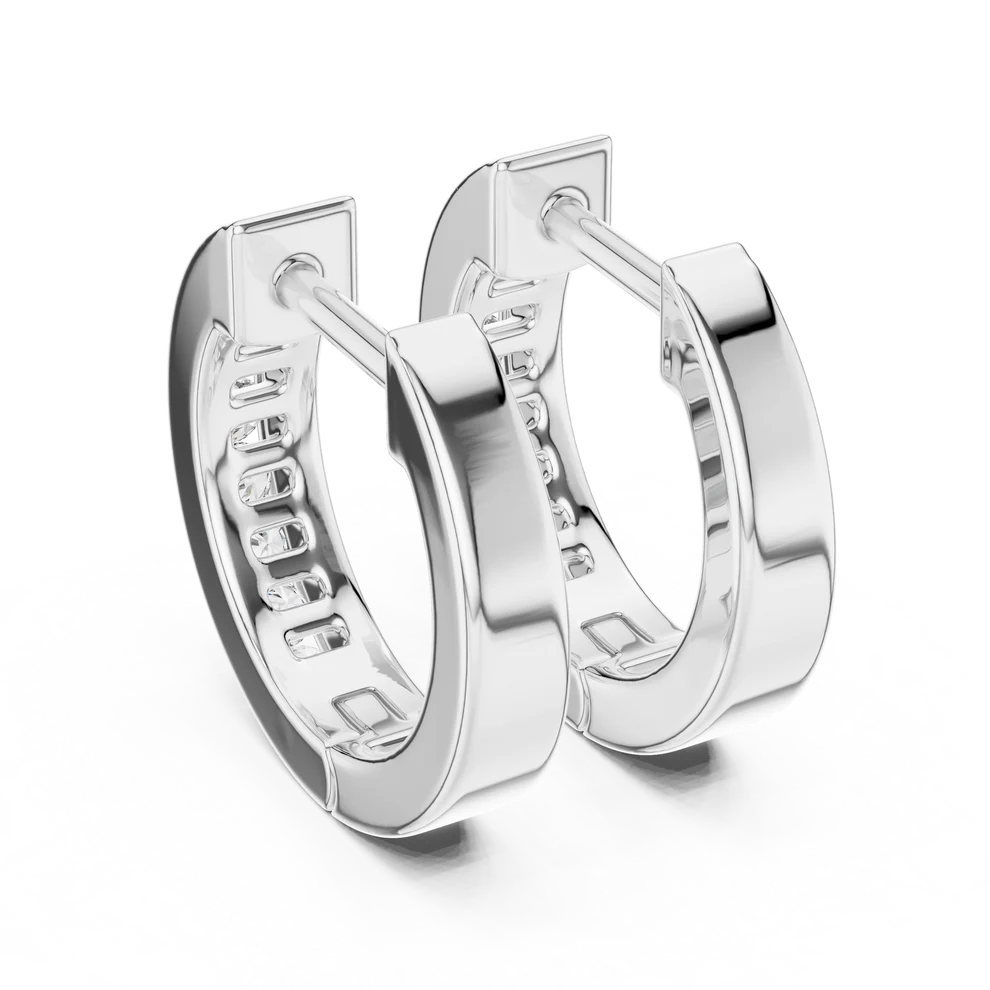 Crest Channel Round Diamond Huggie Hoop Earrings