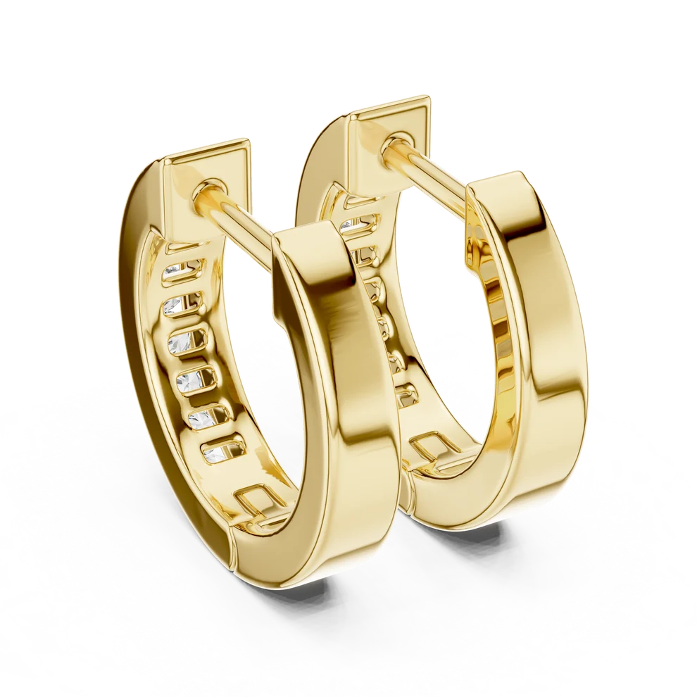 Crest Channel Round Diamond Huggie Hoop Earrings