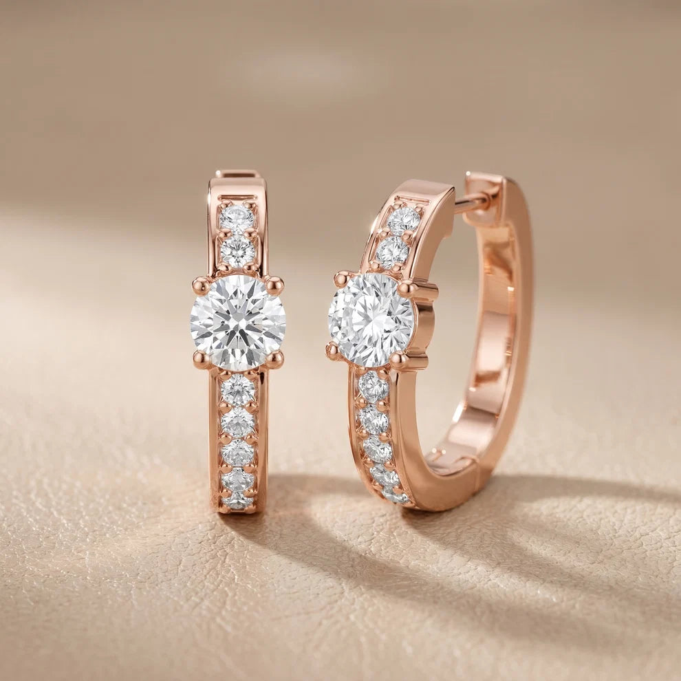The Luminous Core Round Diamond Hoop Earrings
