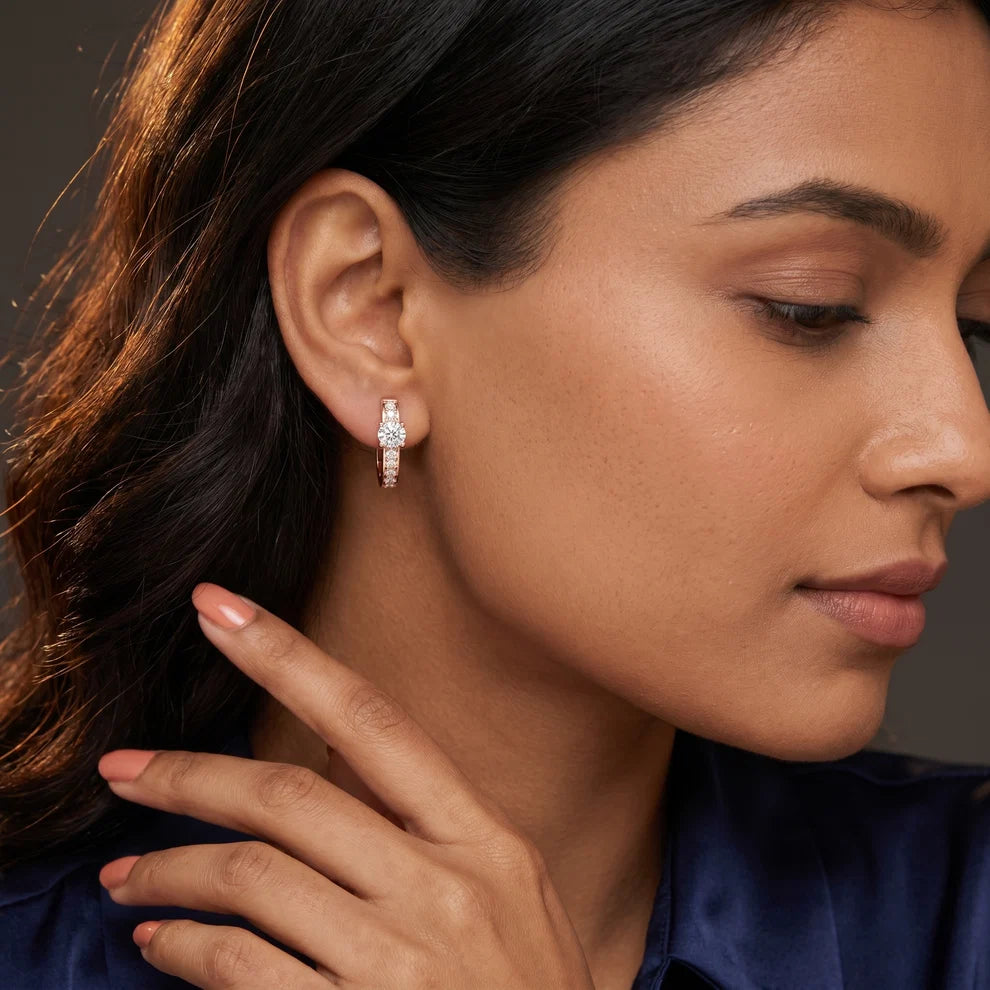 The Luminous Core Round Diamond Hoop Earrings