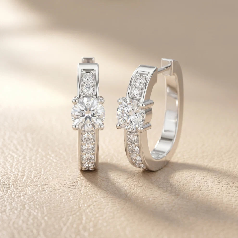 The Luminous Core Round Diamond Hoop Earrings