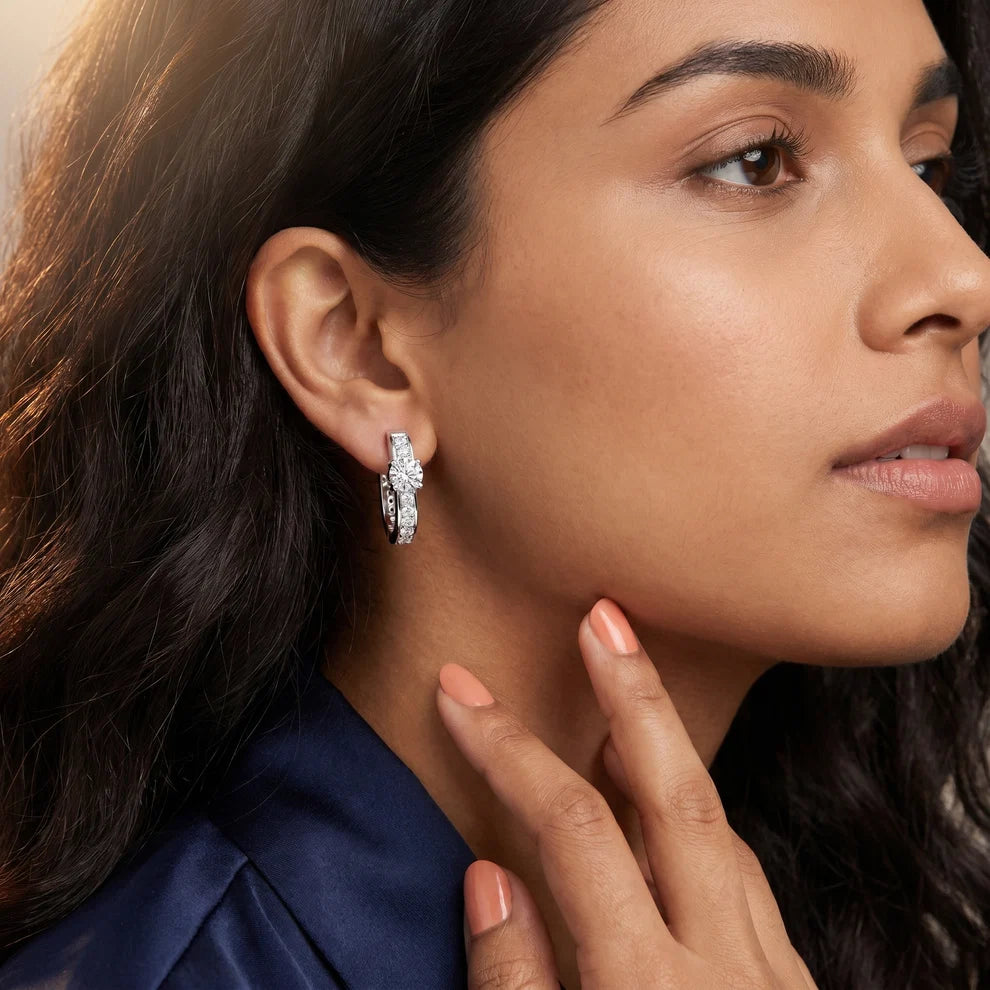 The Luminous Core Round Diamond Hoop Earrings