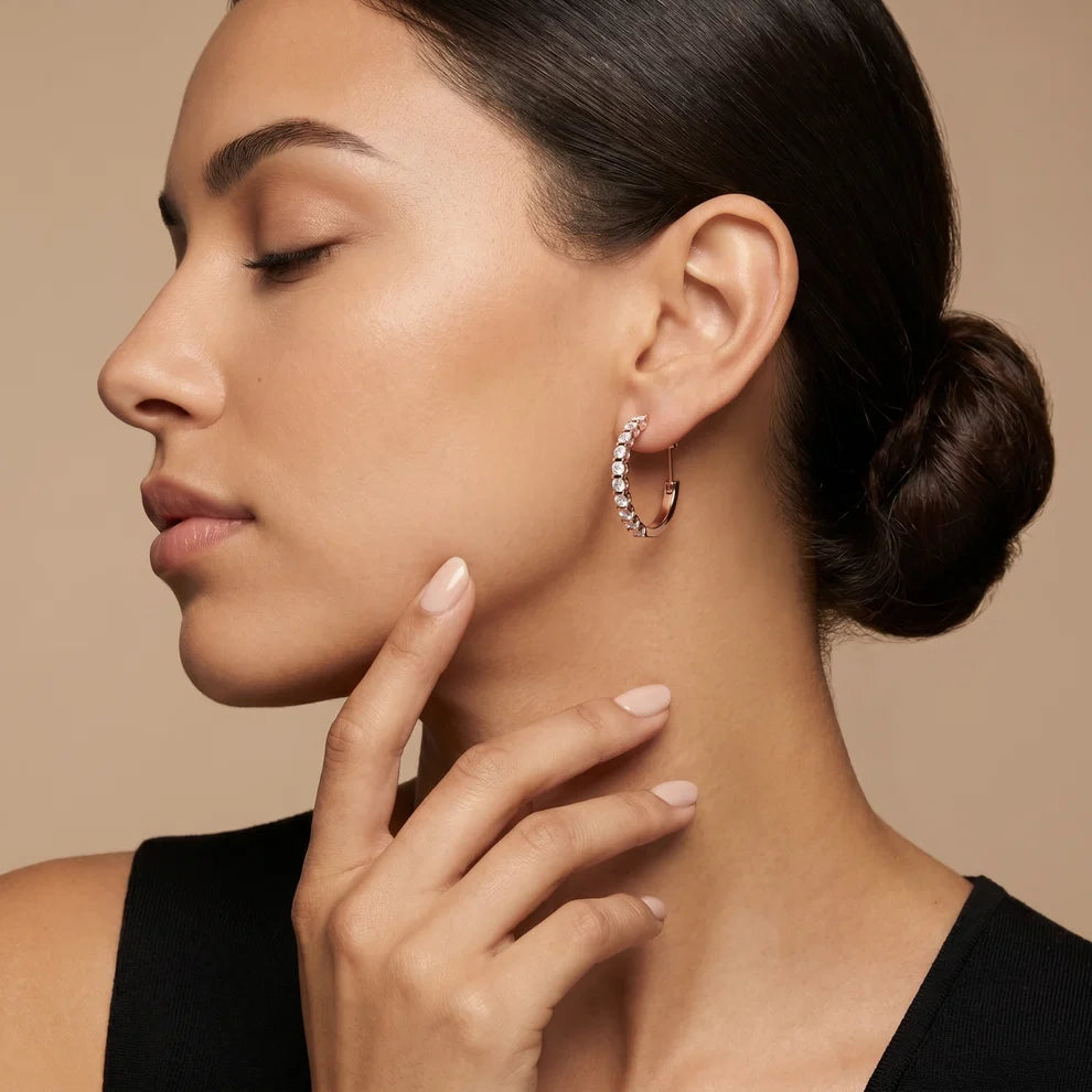 Celeste Round Diamond Hoop Earrings