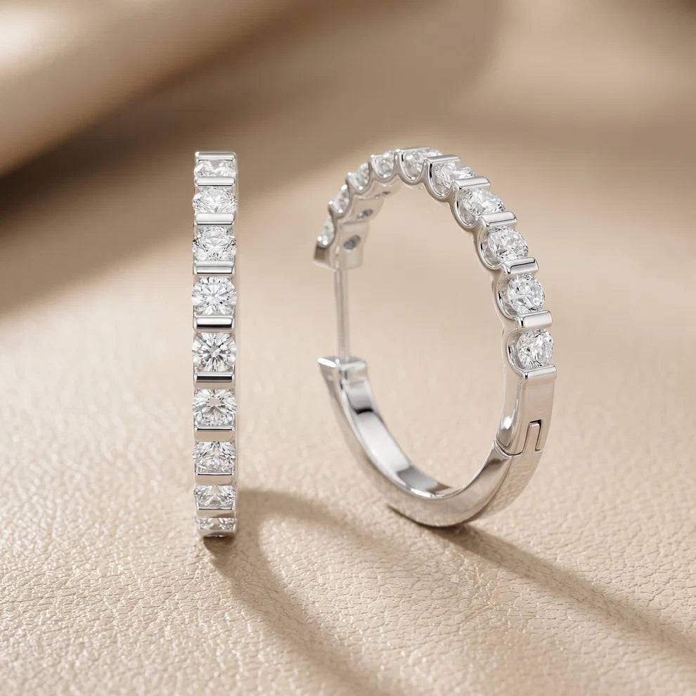 Celeste Round Diamond Hoop Earrings