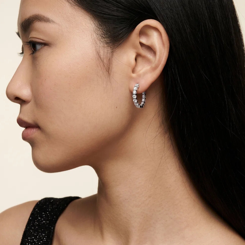 Celeste Round Diamond Hoop Earrings