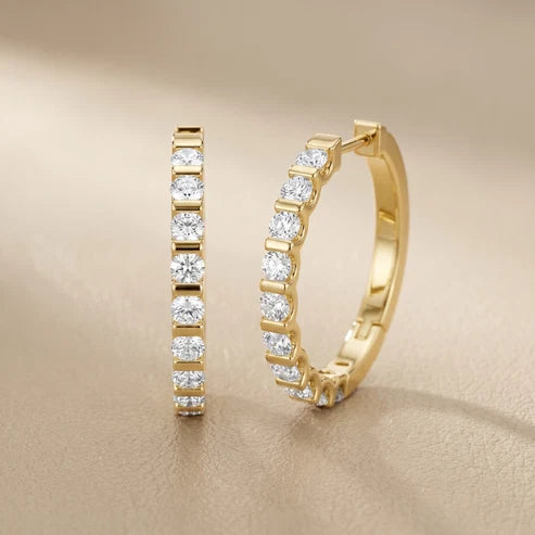 Celeste Round Diamond Hoop Earrings