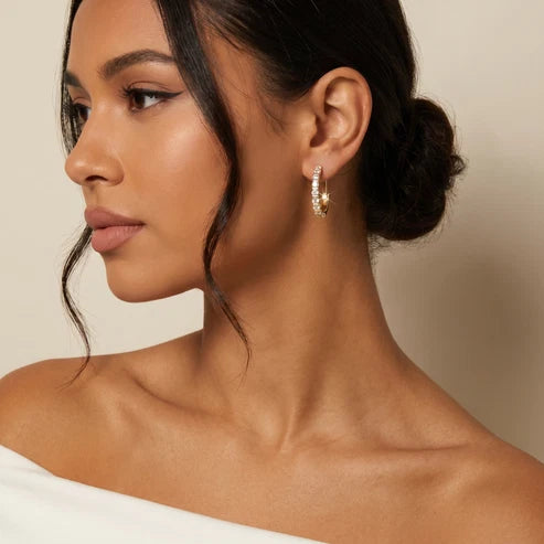 Celeste Round Diamond Hoop Earrings