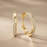Wave Twist Round Diamond Hoop Earrings