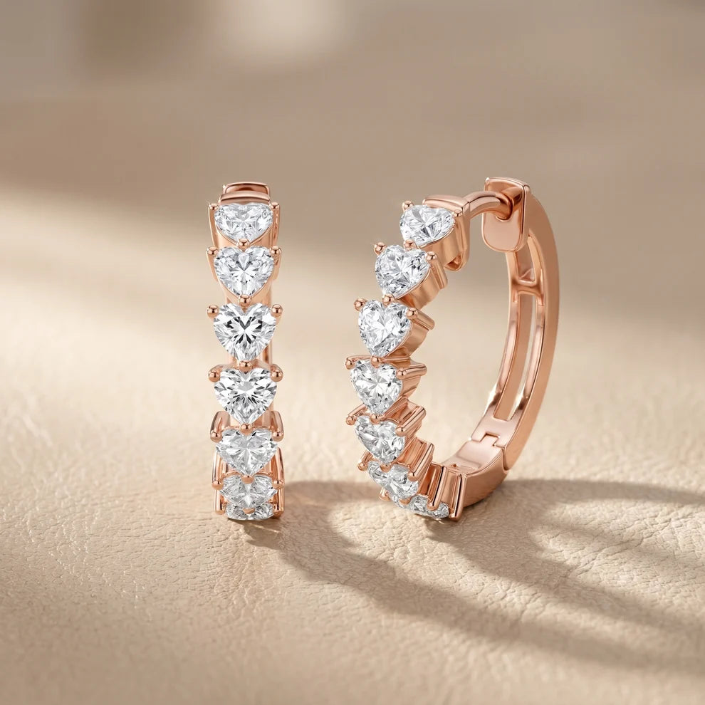 Endless Devotion Heart Diamond Huggie Hoop Earrings