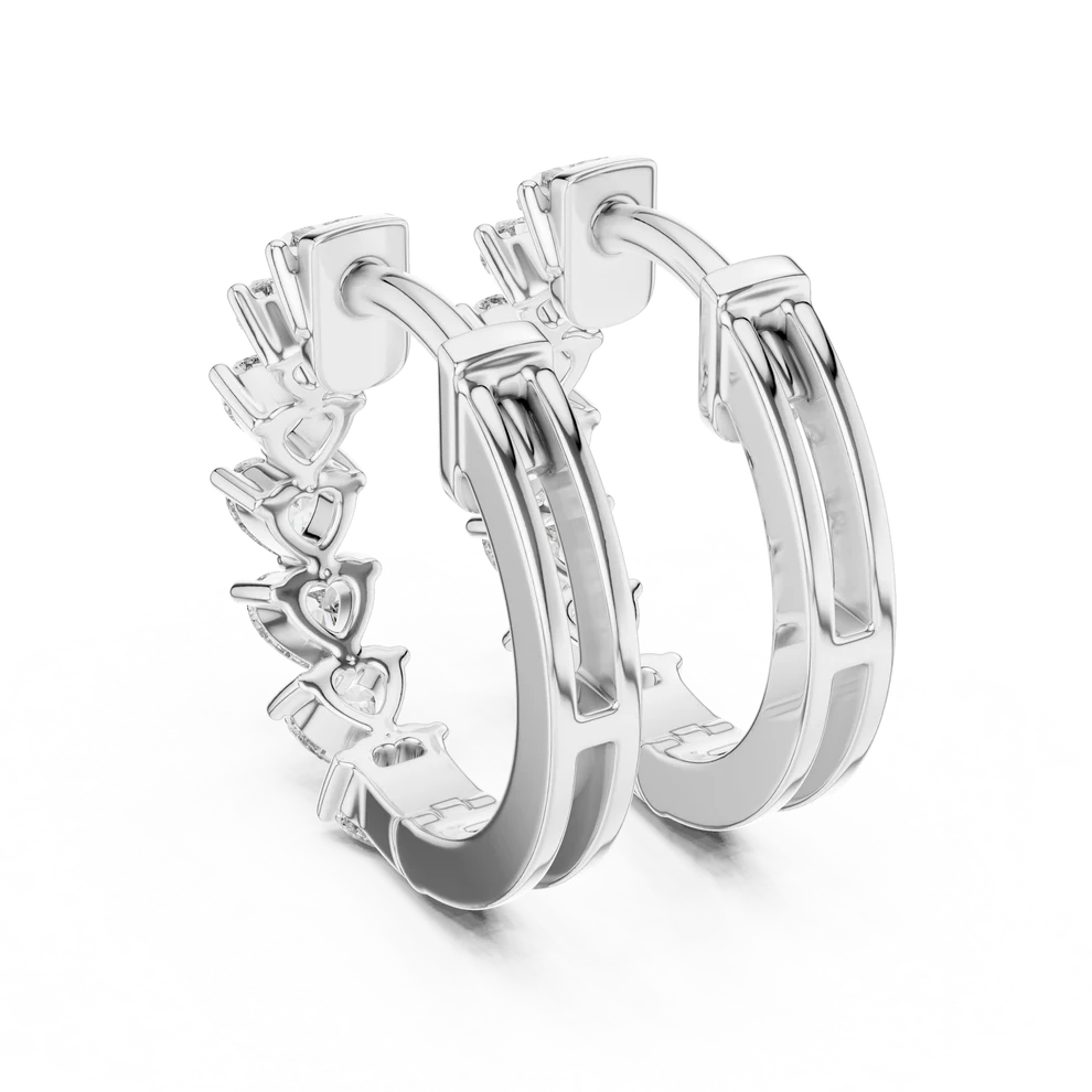 Endless Devotion Heart Diamond Huggie Hoop Earrings