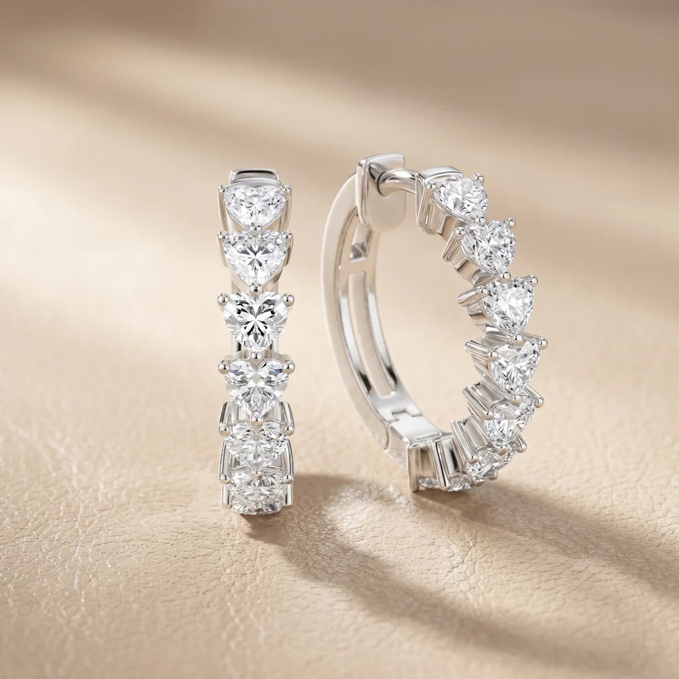 Endless Devotion Heart Diamond Huggie Hoop Earrings