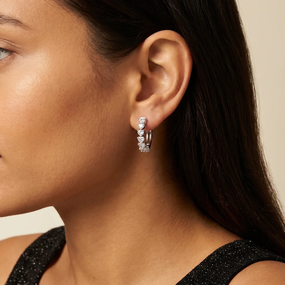 Endless Devotion Heart Diamond Huggie Hoop Earrings