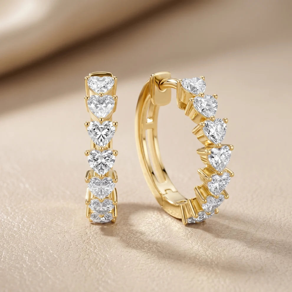 Endless Devotion Heart Diamond Huggie Hoop Earrings