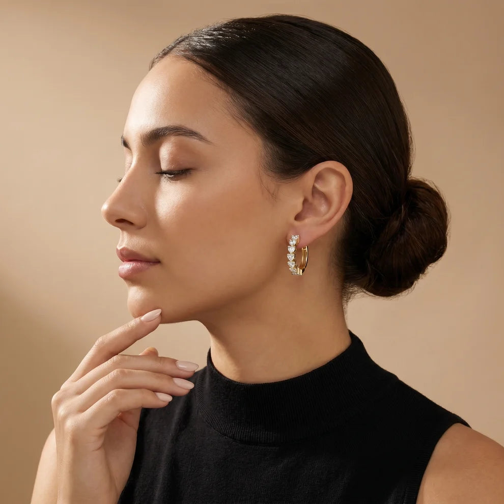 Endless Devotion Heart Diamond Huggie Hoop Earrings