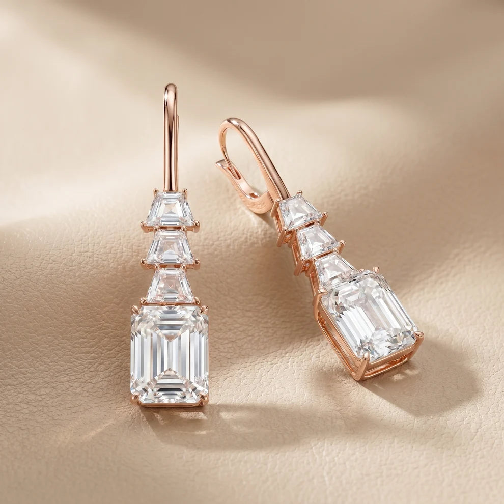 Celeste Emerald Diamond Drop Earrings